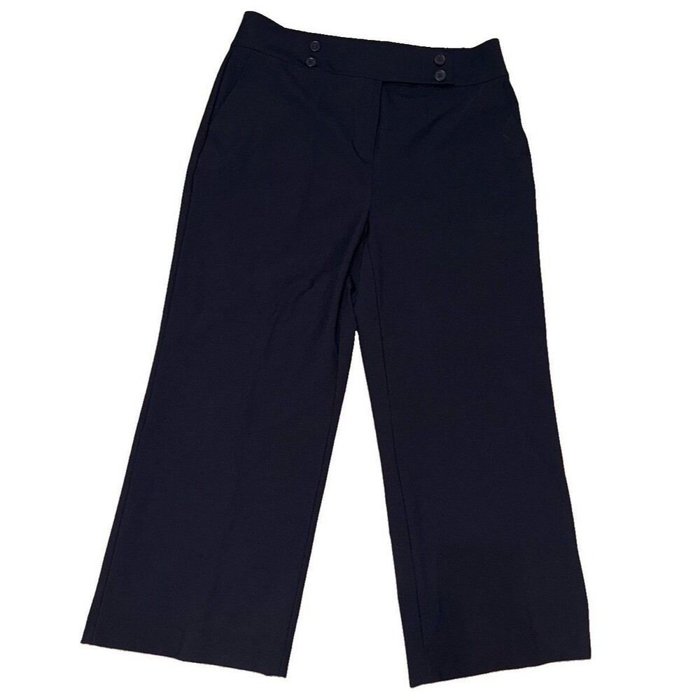 Calvin Klein Women's Navy Dress Pants Stretch Wide Leg Flat Front Plus 16W